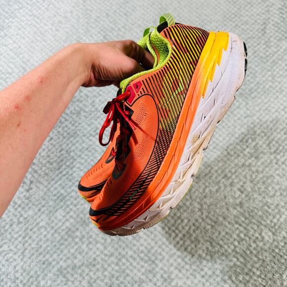 HOKA One One Mens Bondi 5 Orange/Green Sneakers Running Shoes 11 - Picture 3 of 9